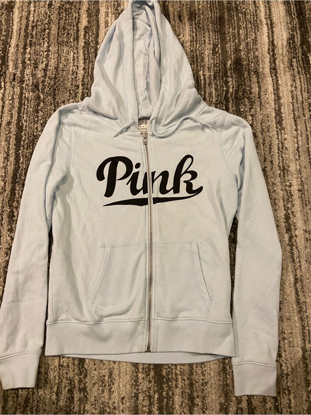 PINK Victoria’s Secret, pale, blue, full zip hoodie size medium